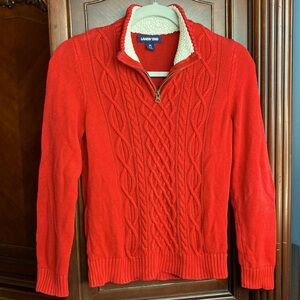 Girl’s Lands’ End Medium (10-12) 1/4 Zip Red Sweater